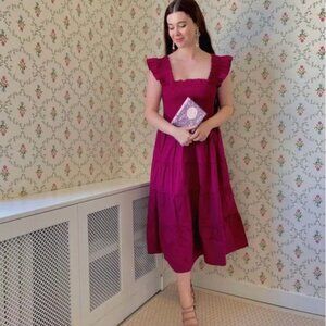 NWT Hill House Home Ellie Nap Dress in Burgundy Poplin Instagram Exclusive-- XS